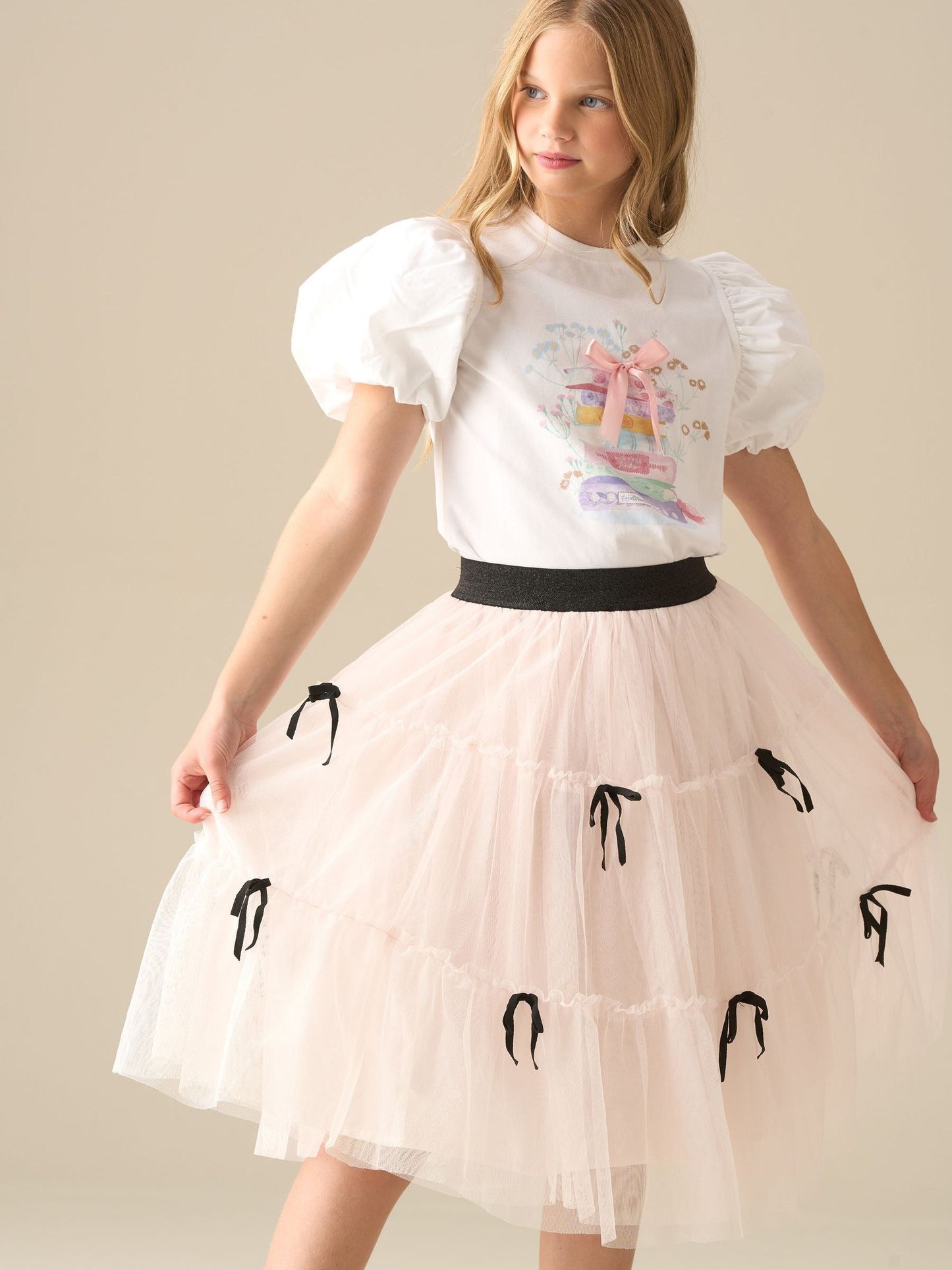 Dsiney Kidz - Angel & Rocket Burg White Eve Ruffle Heart Puff Sleeve T-Shirt image 2