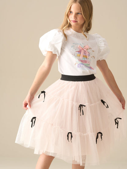 Dsiney Kidz - Angel & Rocket Burg White Eve Ruffle Heart Puff Sleeve T-Shirt image 2