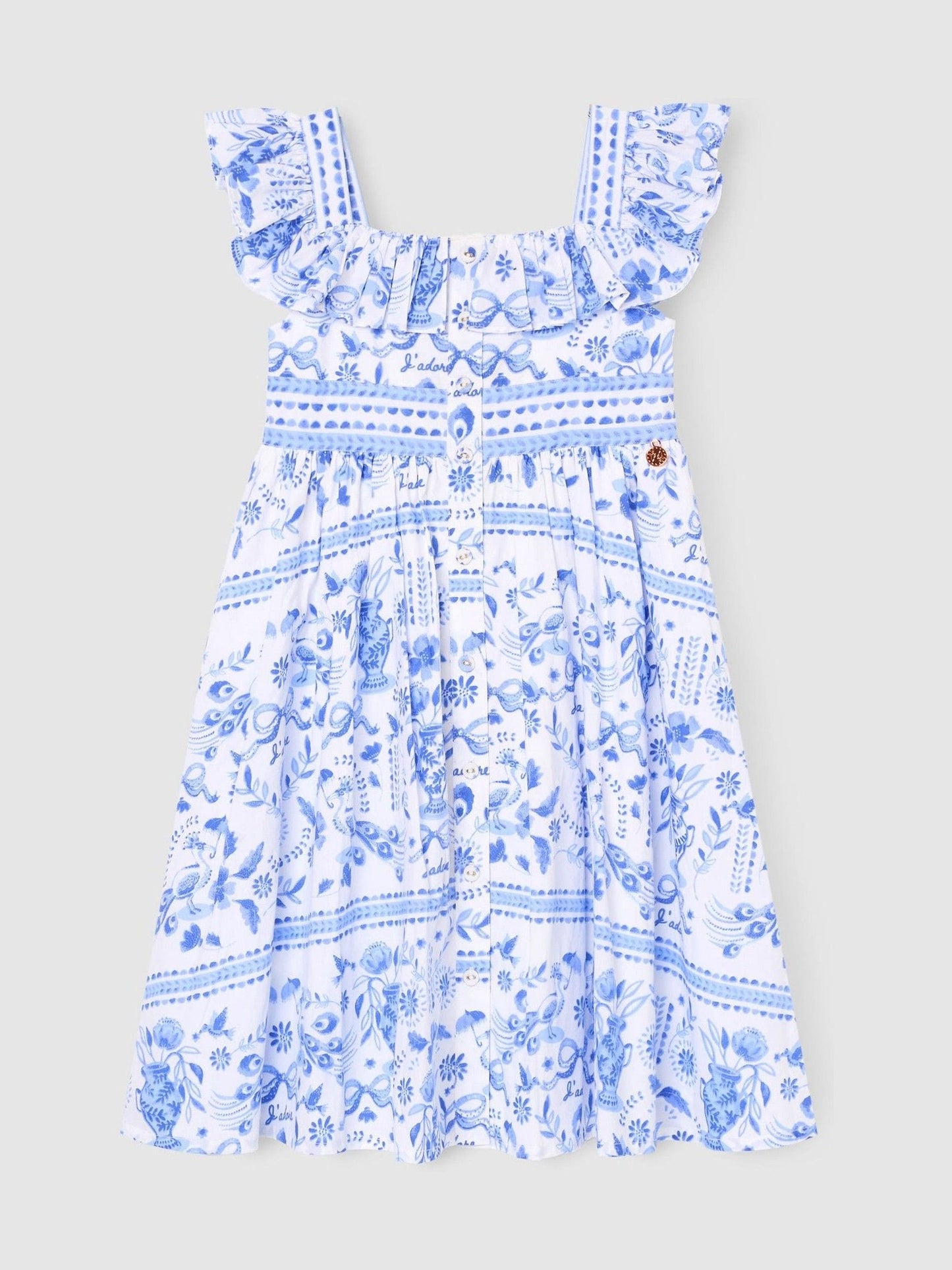 Angel & Rocket Blue Ellery Print Ruffle Sleeve Dress image 5