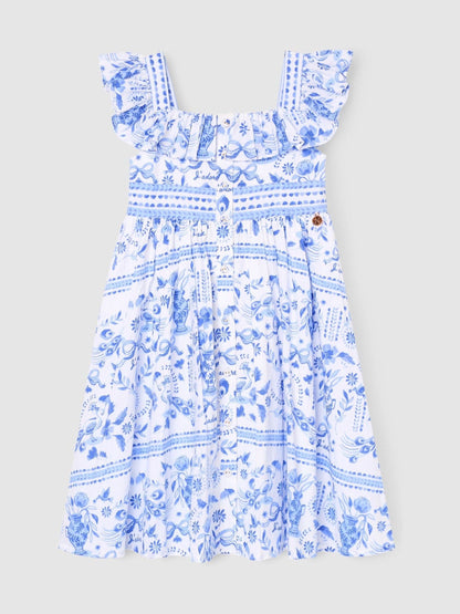 Angel & Rocket Blue Ellery Print Ruffle Sleeve Dress image 5