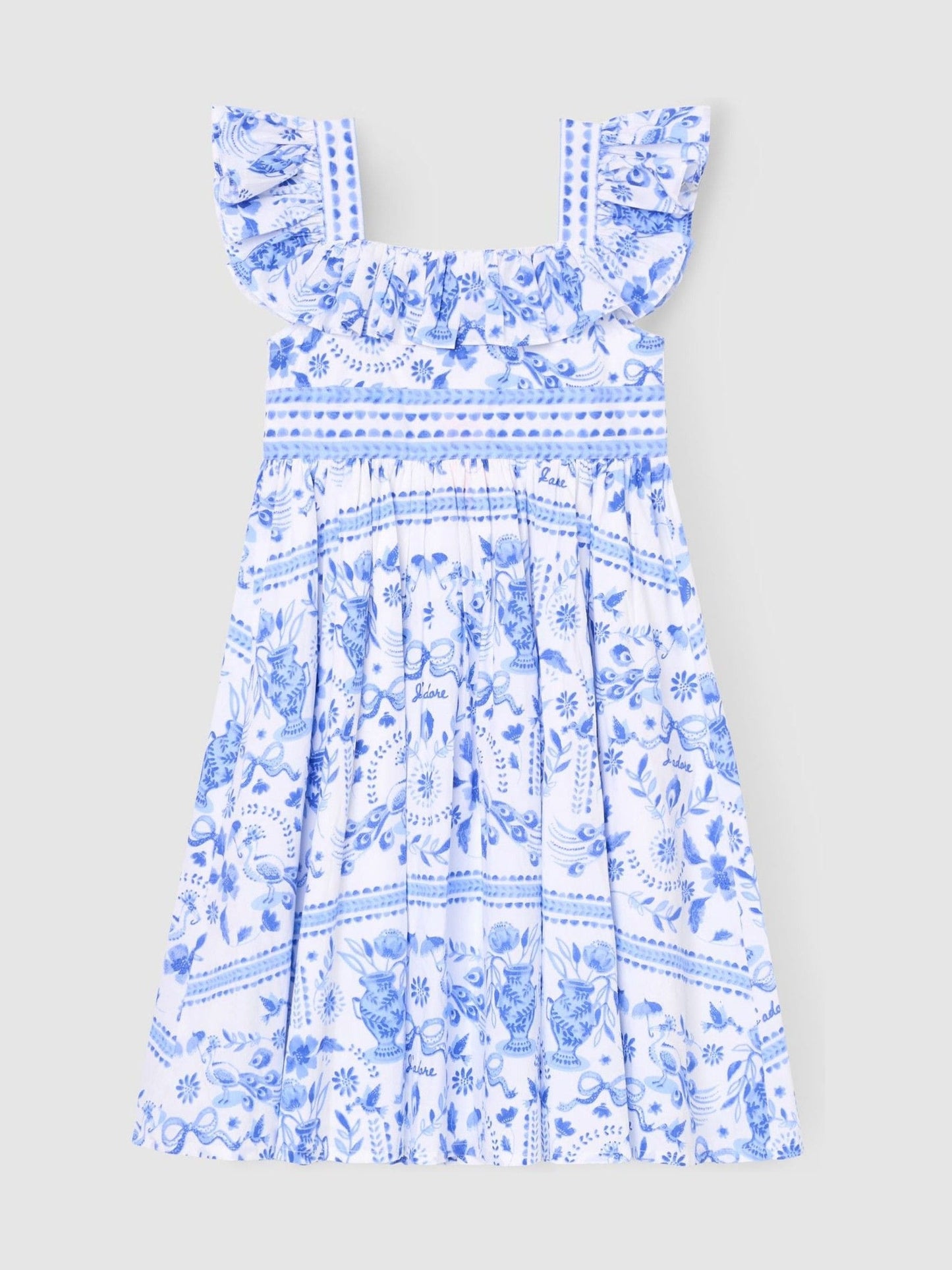 Angel & Rocket Blue Ellery Print Ruffle Sleeve Dress image 6