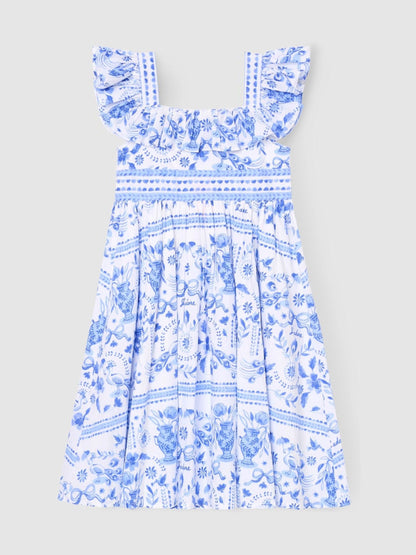 Angel & Rocket Blue Ellery Print Ruffle Sleeve Dress image 6