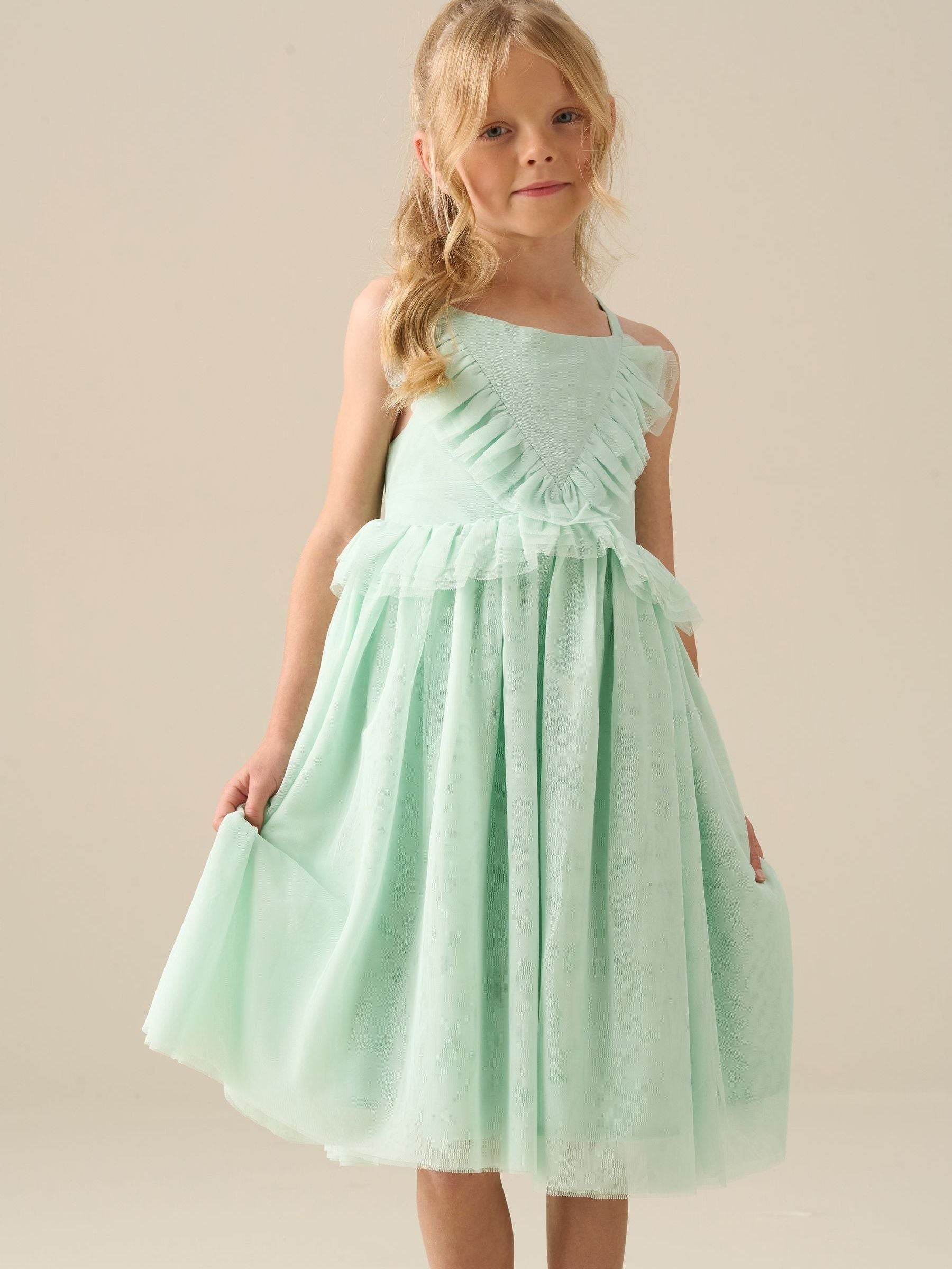 Angel & Rocket Green Liliah Mesh Frill Dress image 1