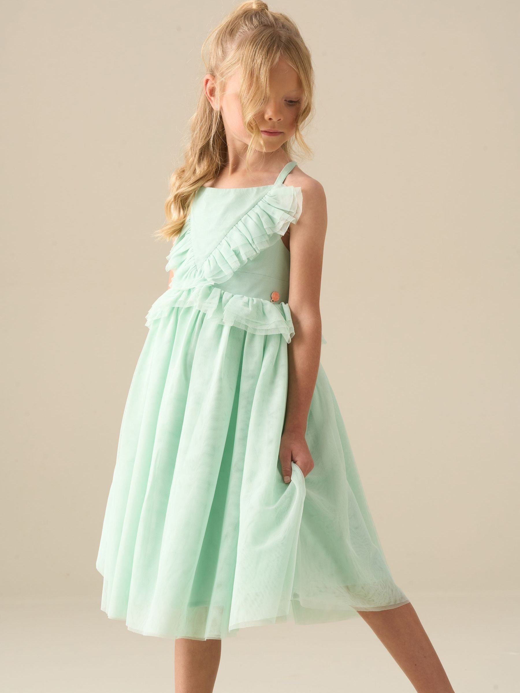 Angel & Rocket Green Liliah Mesh Frill Dress image 4