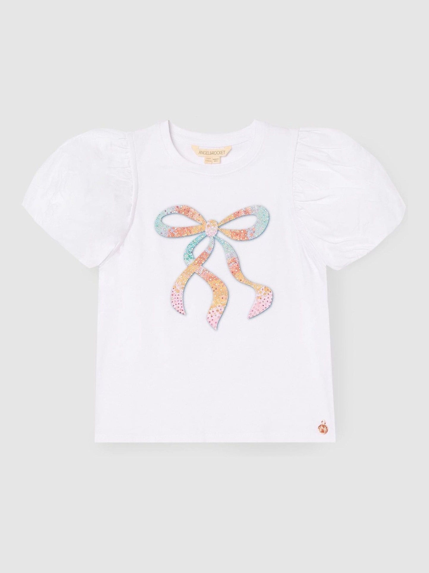 Dsiney Kidz - Angel & Rocket White Elodie Sequin Bow Puff Sleeve Blouse image 4