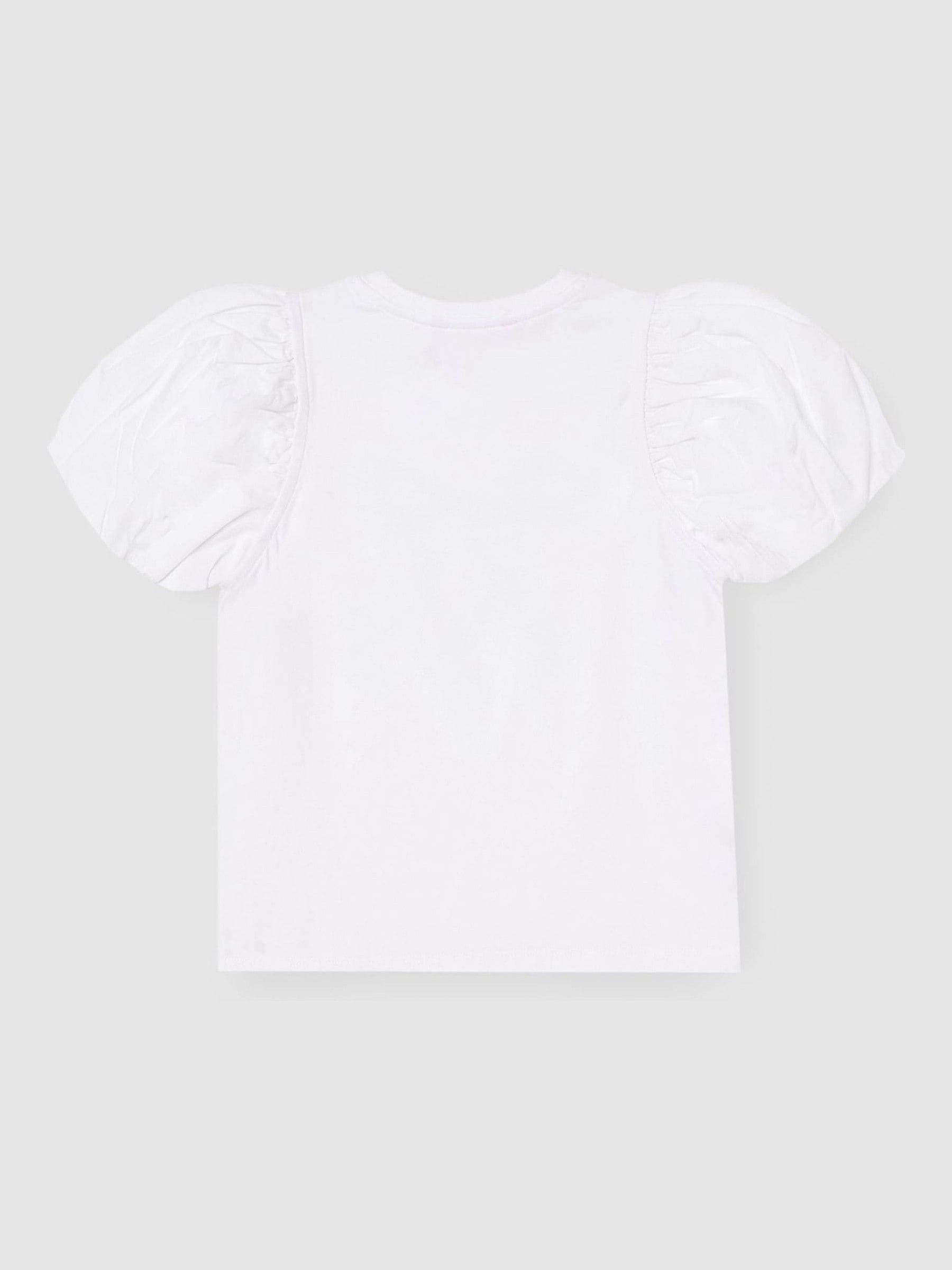 Dsiney Kidz - Angel & Rocket White Elodie Sequin Bow Puff Sleeve Blouse image 5