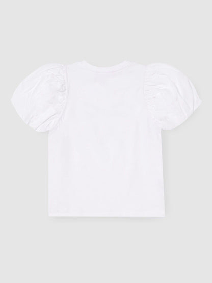 Dsiney Kidz - Angel & Rocket White Elodie Sequin Bow Puff Sleeve Blouse image 5