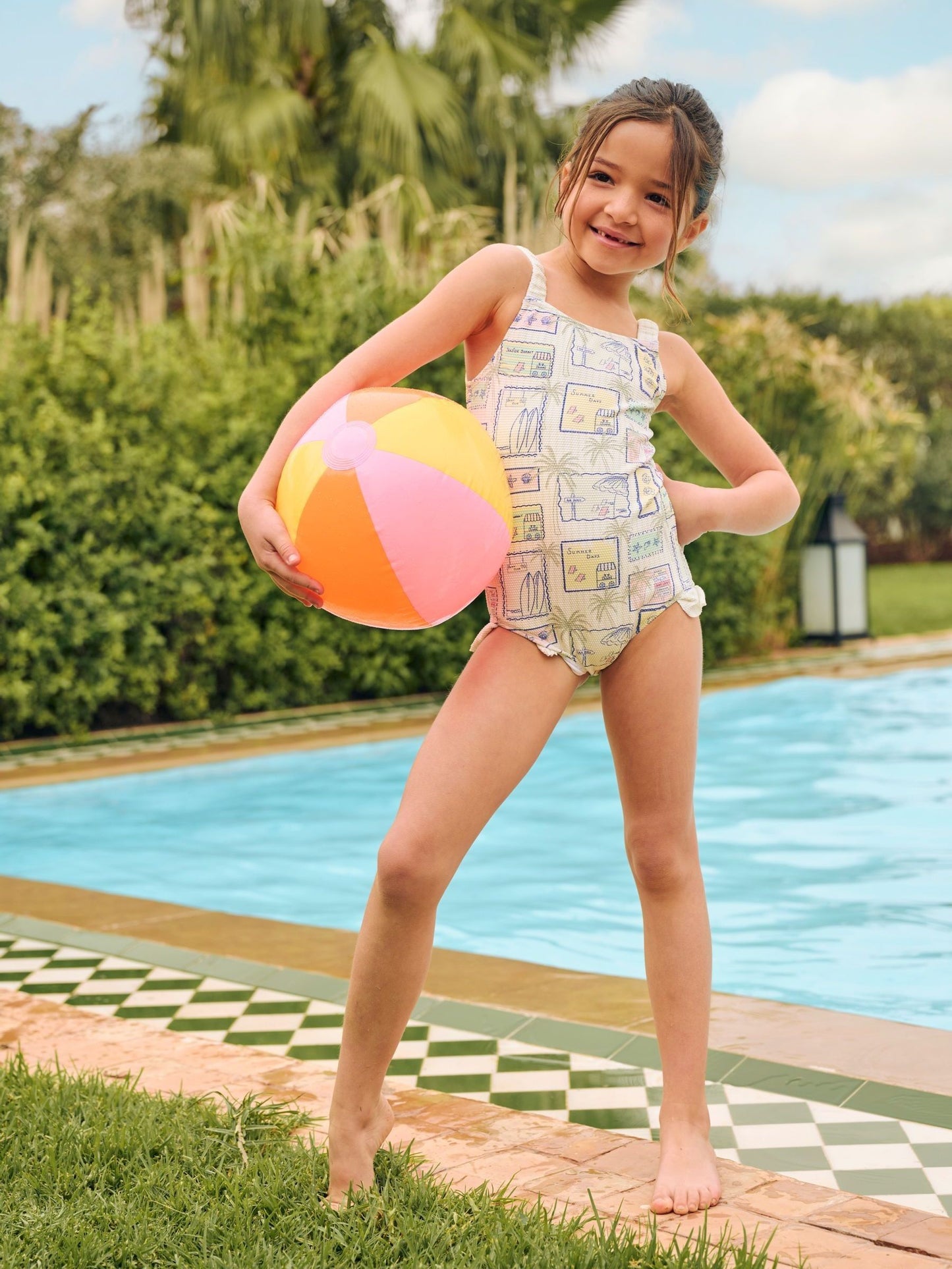 Dsiney Kidz - Angel & Rocket Blue Emmie Postcard Print Frill Detail Swimsuit image 3