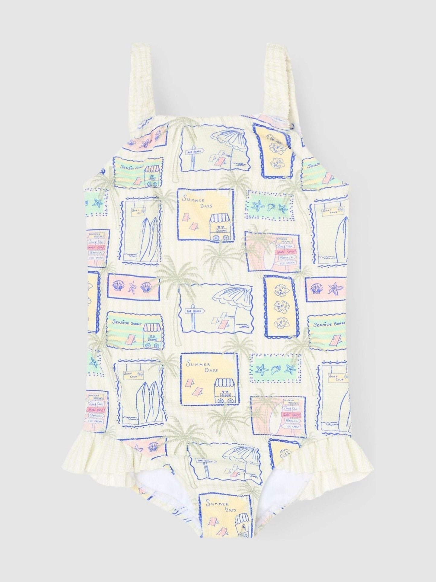 Dsiney Kidz - Angel & Rocket Blue Emmie Postcard Print Frill Detail Swimsuit image 4