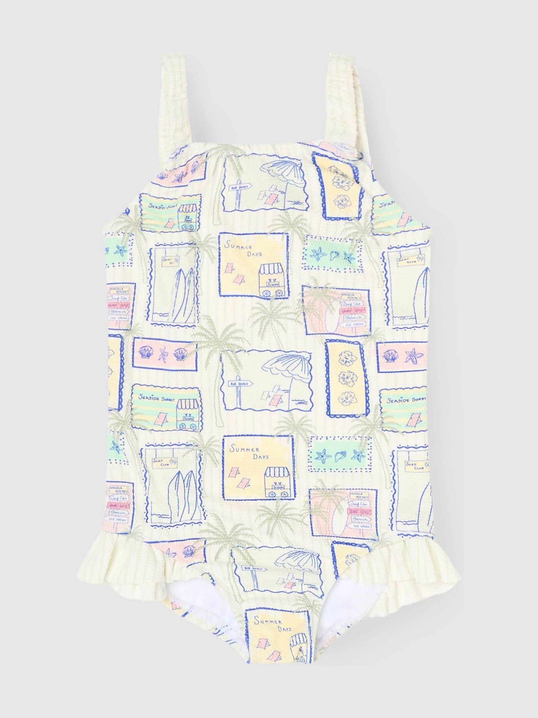 Dsiney Kidz - Angel & Rocket Blue Emmie Postcard Print Frill Detail Swimsuit image 4