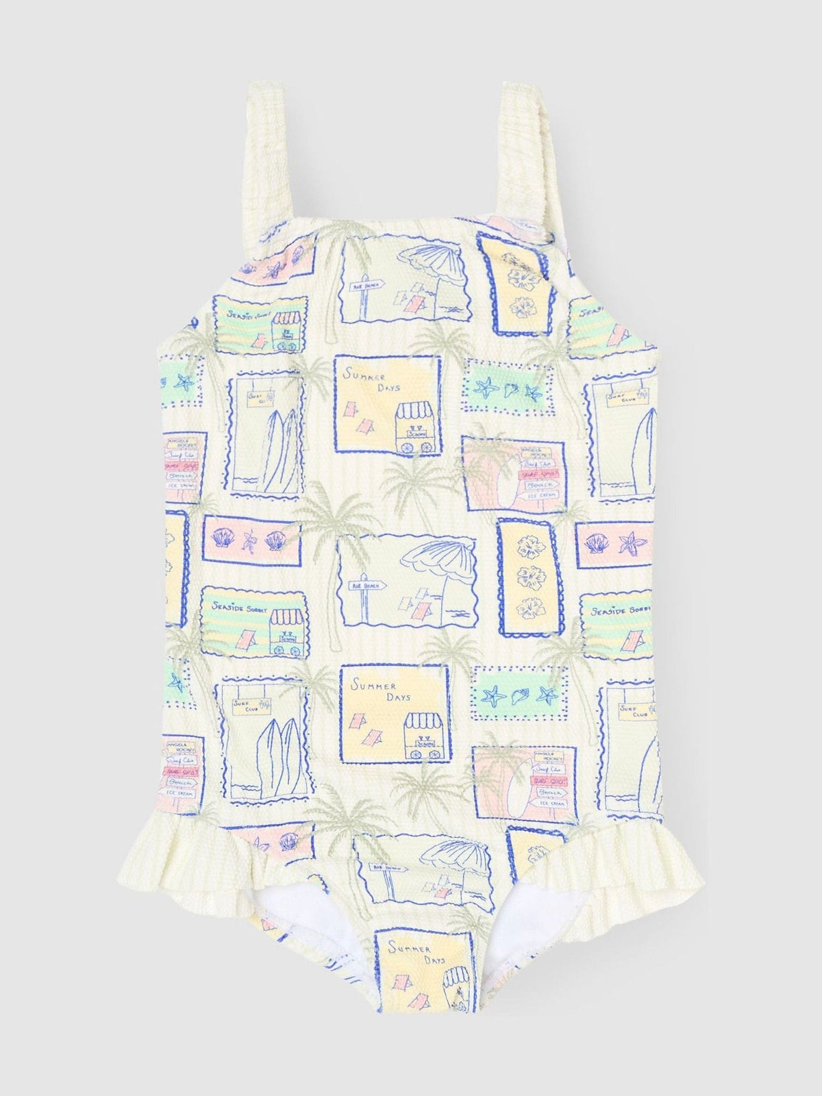 Dsiney Kidz - Angel & Rocket Blue Emmie Postcard Print Frill Detail Swimsuit image 4
