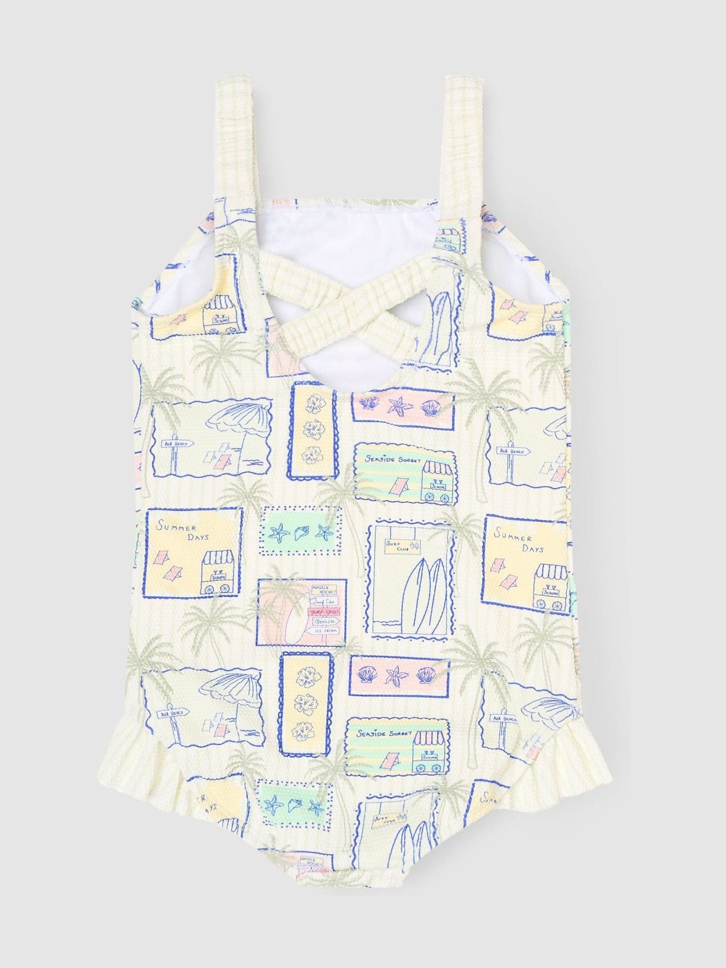 Dsiney Kidz - Angel & Rocket Blue Emmie Postcard Print Frill Detail Swimsuit image 5