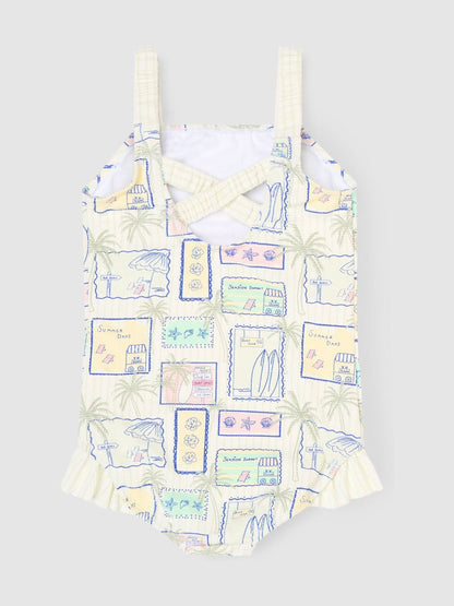 Dsiney Kidz - Angel & Rocket Blue Emmie Postcard Print Frill Detail Swimsuit image 5
