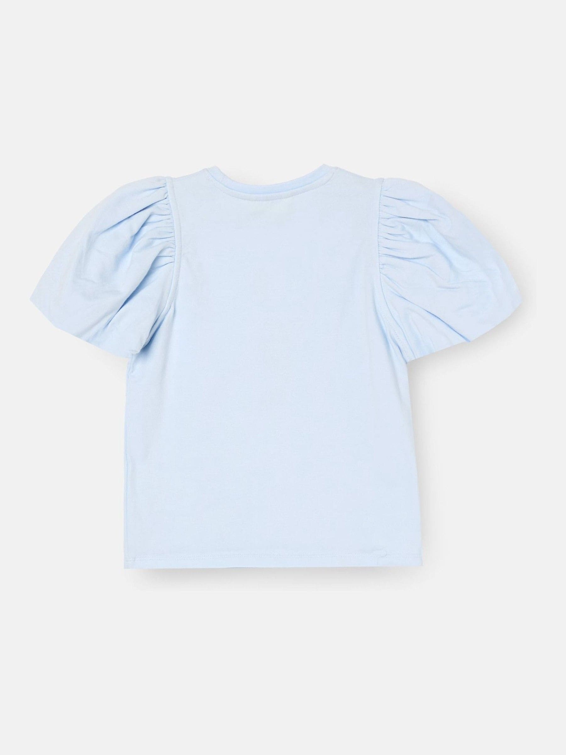 Dsiney Kidz - Angel & Rocket Blue Daisy Flower Embroidered Puff Sleeve T-Shirts image 5