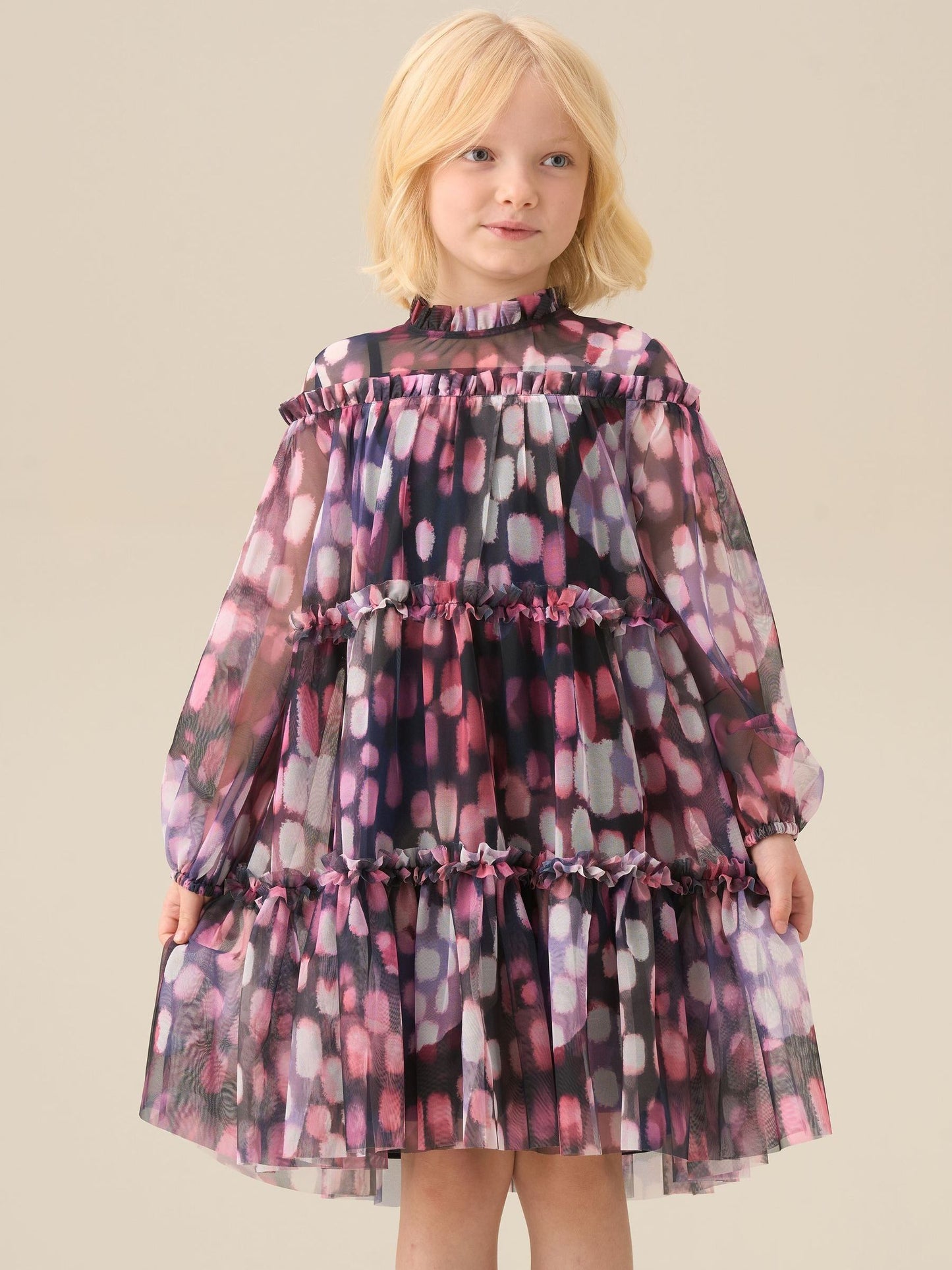 Angel & Rocket Purple Cara Printed Swing Mesh Dress image 1