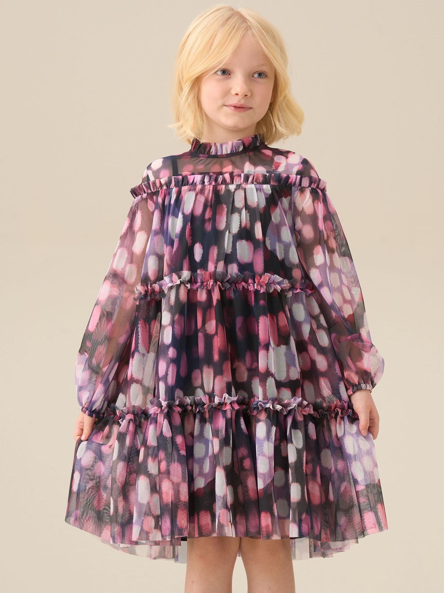 Angel & Rocket Purple Cara Printed Swing Mesh Dress image 1