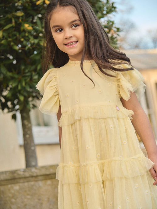 Dsiney Kidz - Angel & Rocket Yellow Luisa Yellow Embroidered Mesh Dress image 1