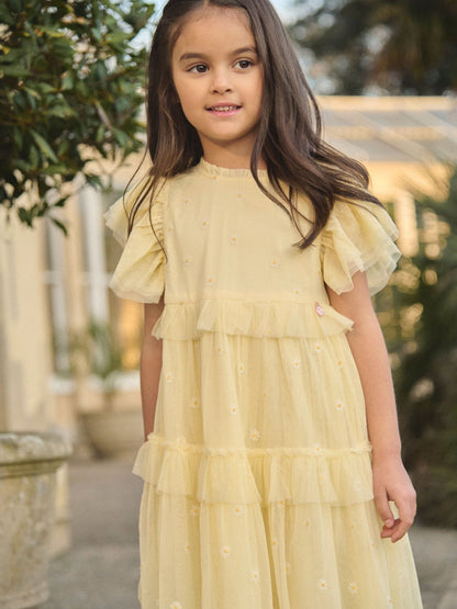 Angel & Rocket Yellow Luisa Yellow Embroidered Mesh Dress image 3
