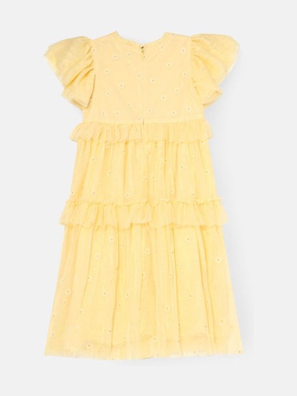 Angel & Rocket Yellow Luisa Yellow Embroidered Mesh Dress image 5