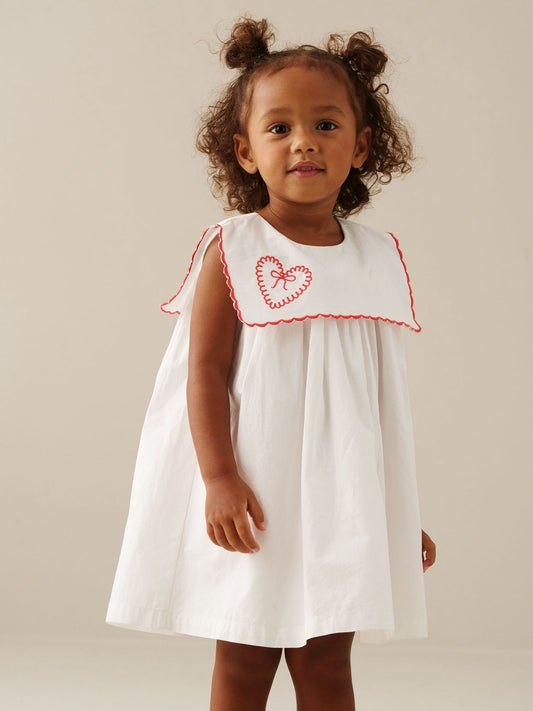 Angel & Rocket White Betty Scalloped Collar Embroidered Dress image 1