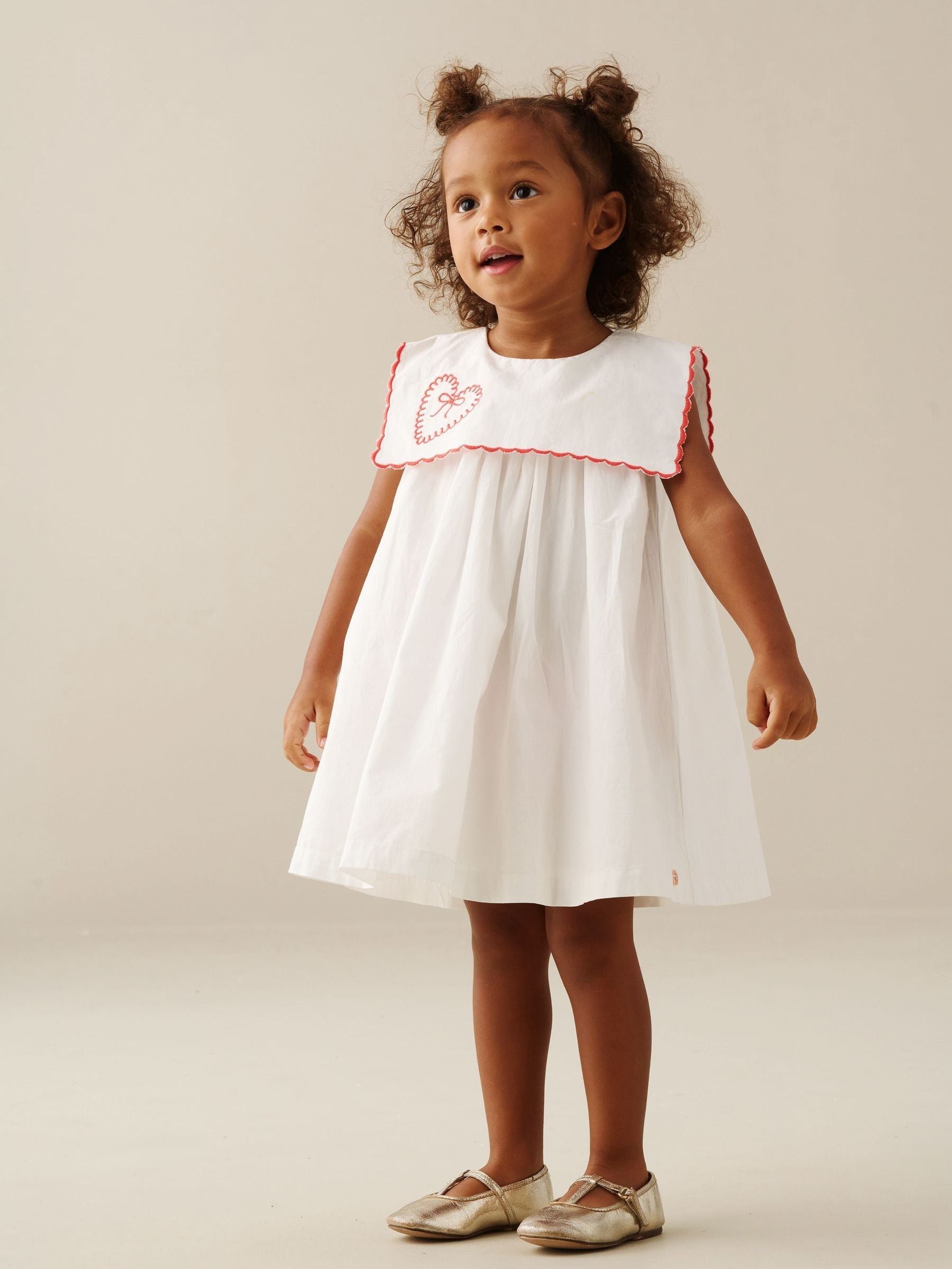 Angel & Rocket White Betty Scalloped Collar Embroidered Dress image 4