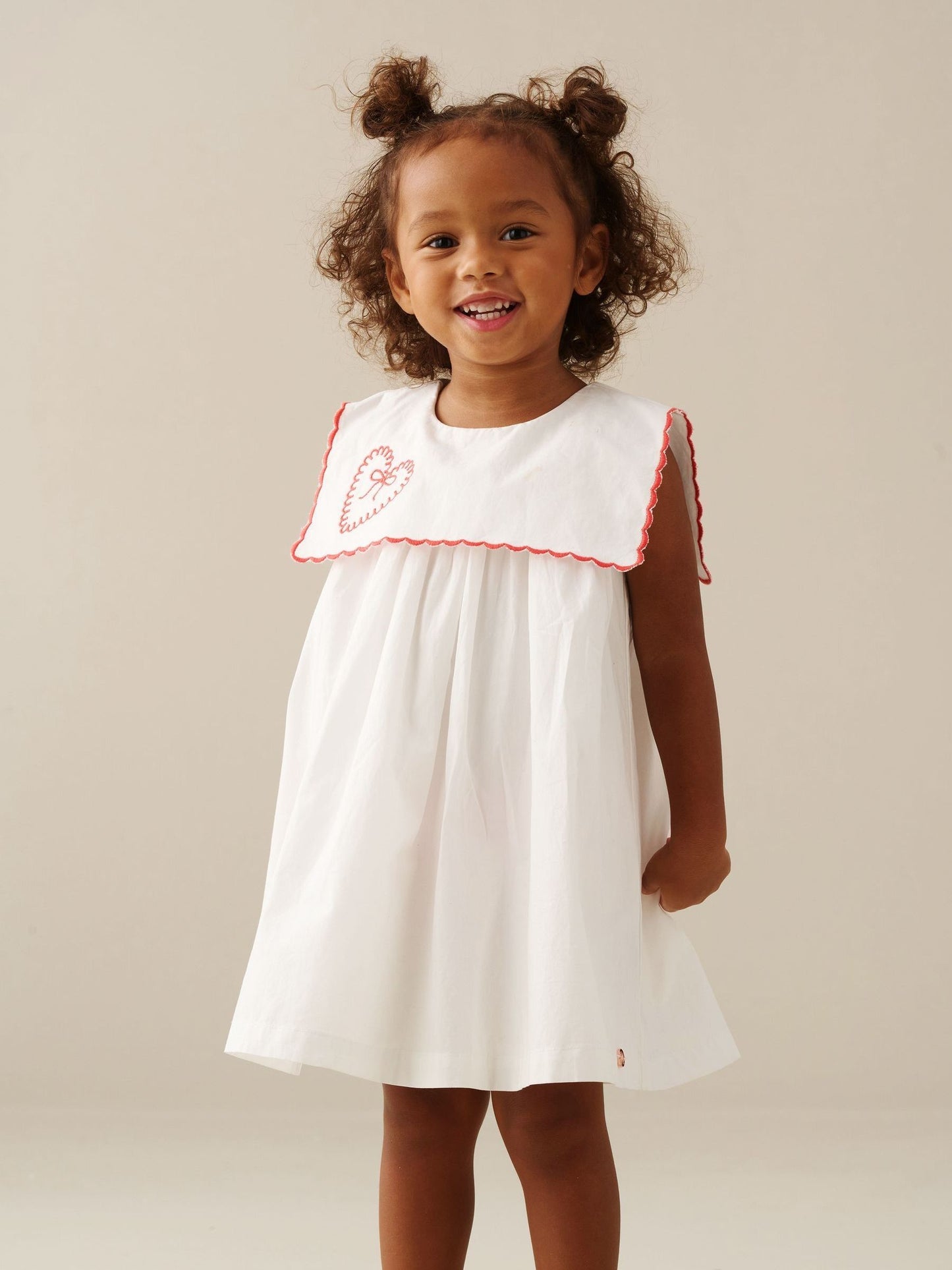 Angel & Rocket White Betty Scalloped Collar Embroidered Dress image 5