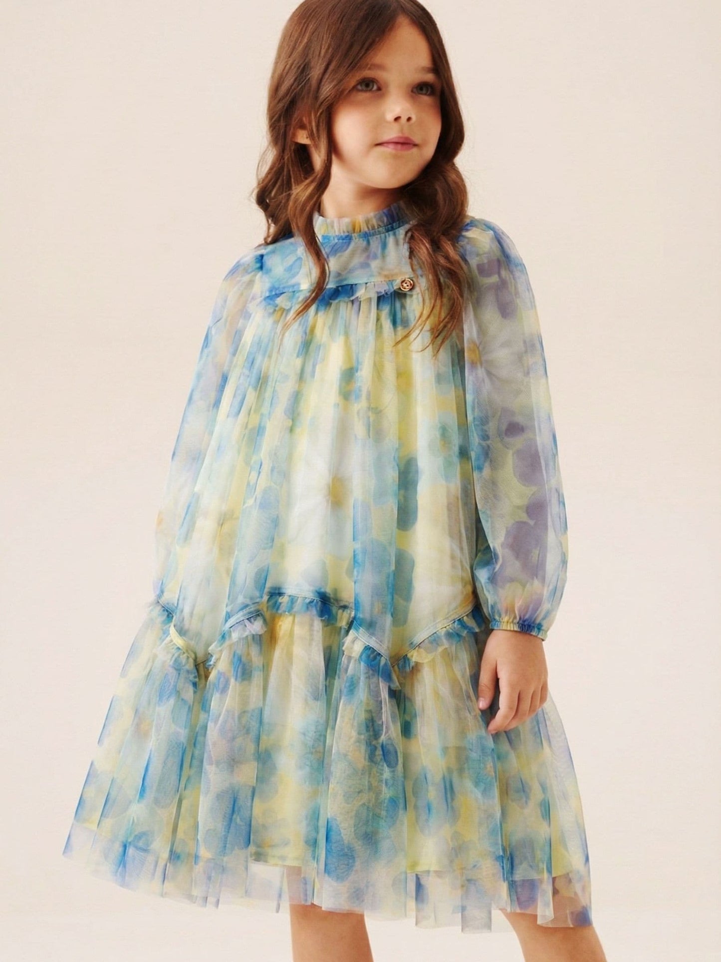 Angel & Rocket Yellow Beatrice Mesh Frill Dress image 1