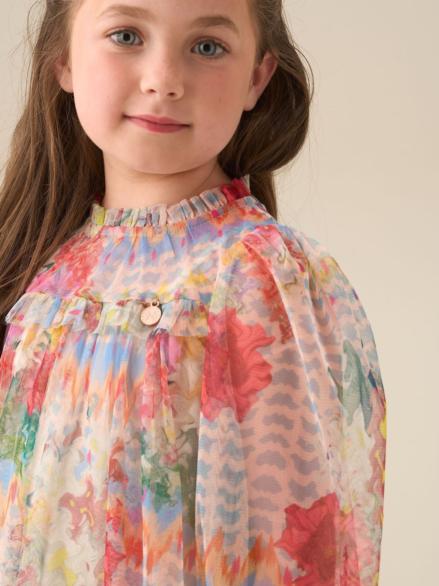 Angel & Rocket Cream Beatrice Mesh Frill Dress image 4