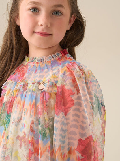 Angel & Rocket Cream Beatrice Mesh Frill Dress image 4