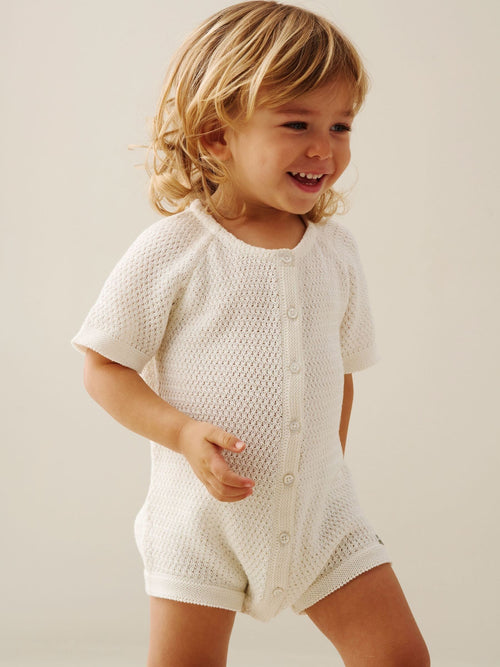 Angel & Rocket White Lou Knitted Rompersuits image 1