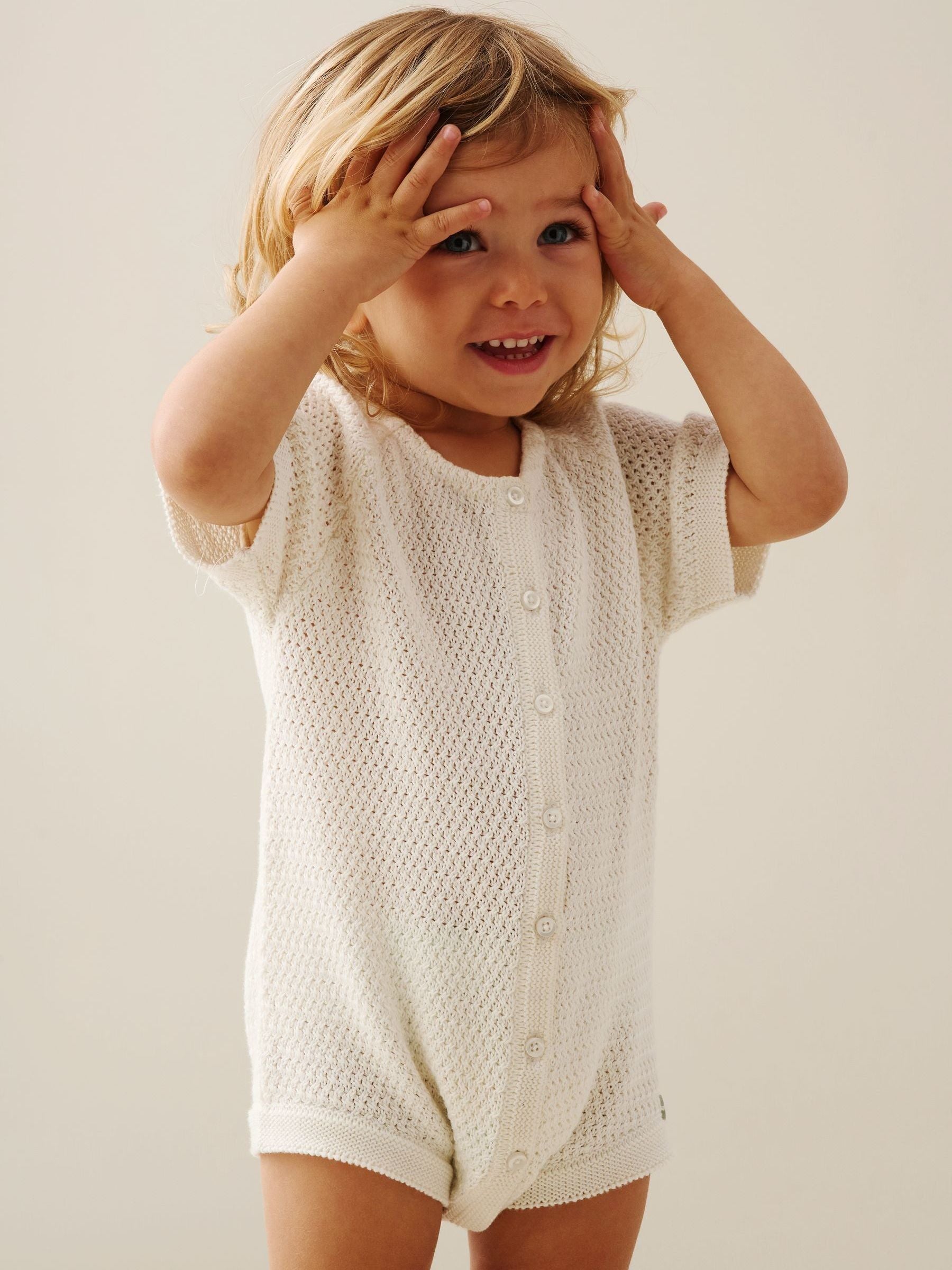 Angel & Rocket White Lou Knitted Rompersuits image 3