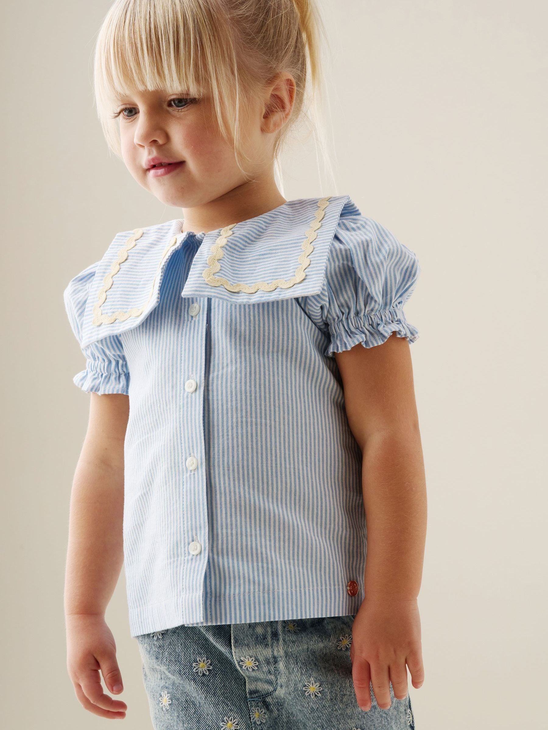 Dsiney Kidz - Angel & Rocket Blue Margo Ric Rac Collar Stripe Blouse image 1