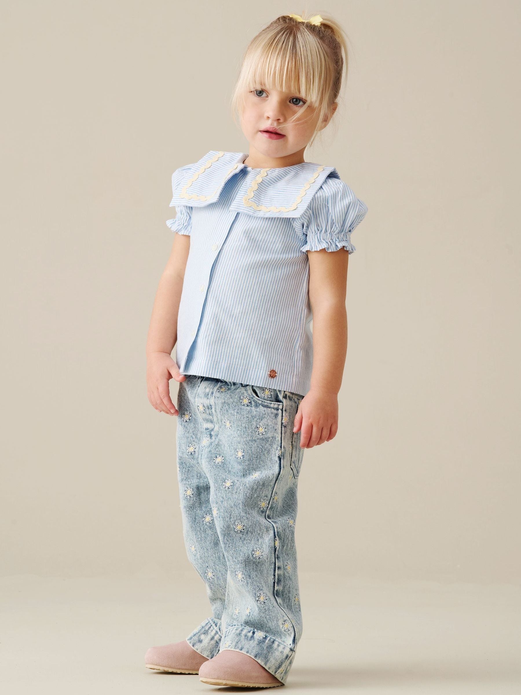 Dsiney Kidz - Angel & Rocket Blue Margo Ric Rac Collar Stripe Blouse image 2