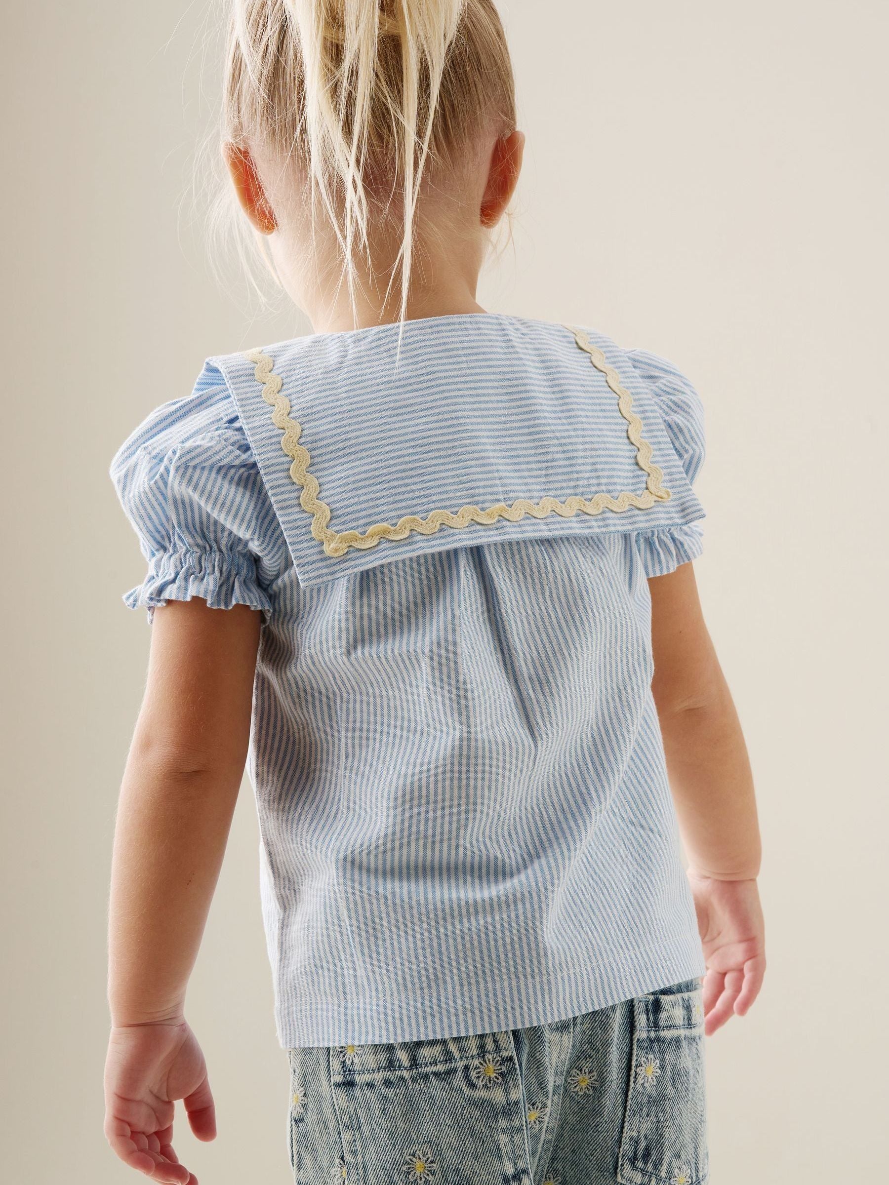 Dsiney Kidz - Angel & Rocket Blue Margo Ric Rac Collar Stripe Blouse image 3