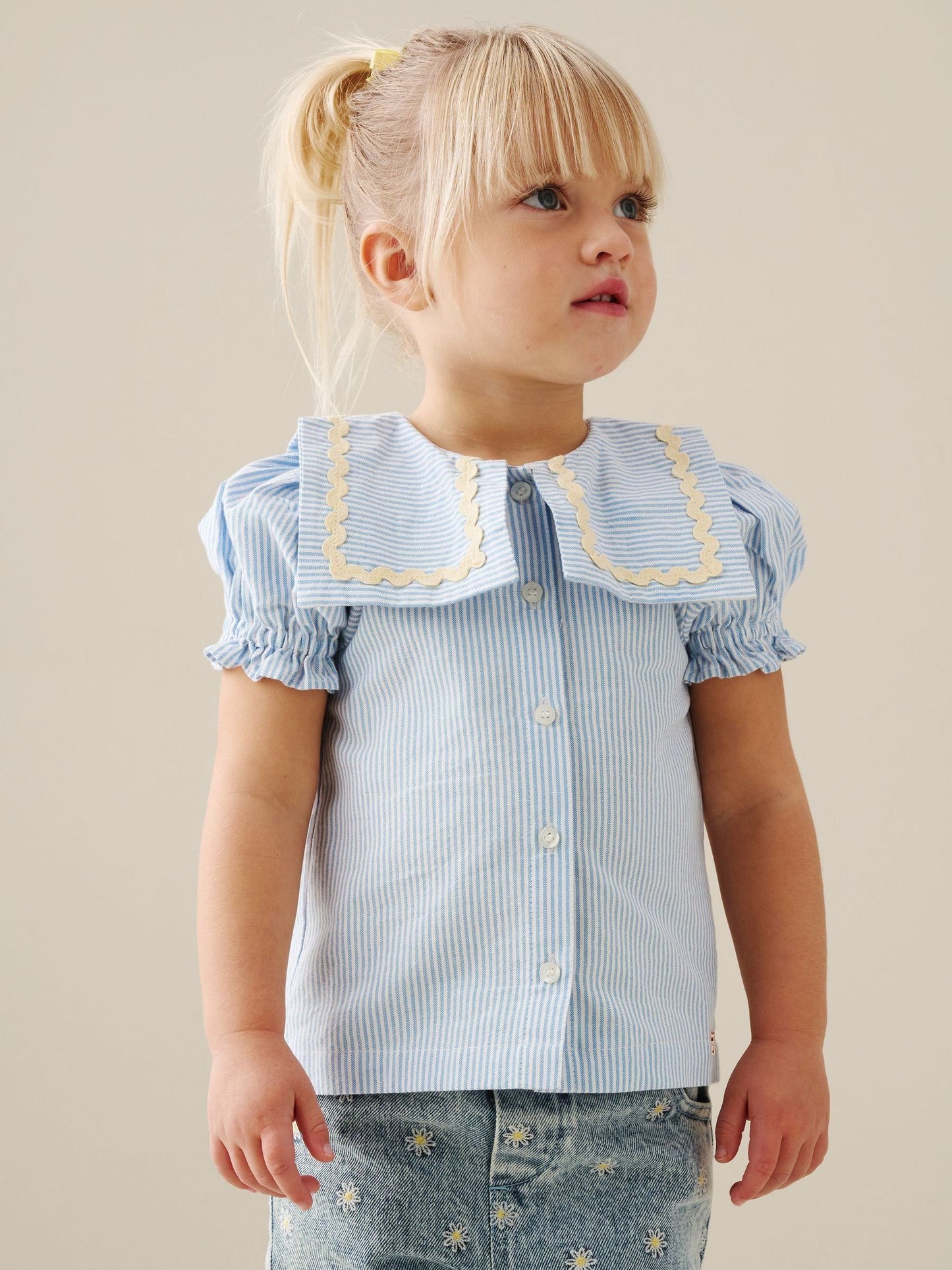 Dsiney Kidz - Angel & Rocket Blue Margo Ric Rac Collar Stripe Blouse image 4