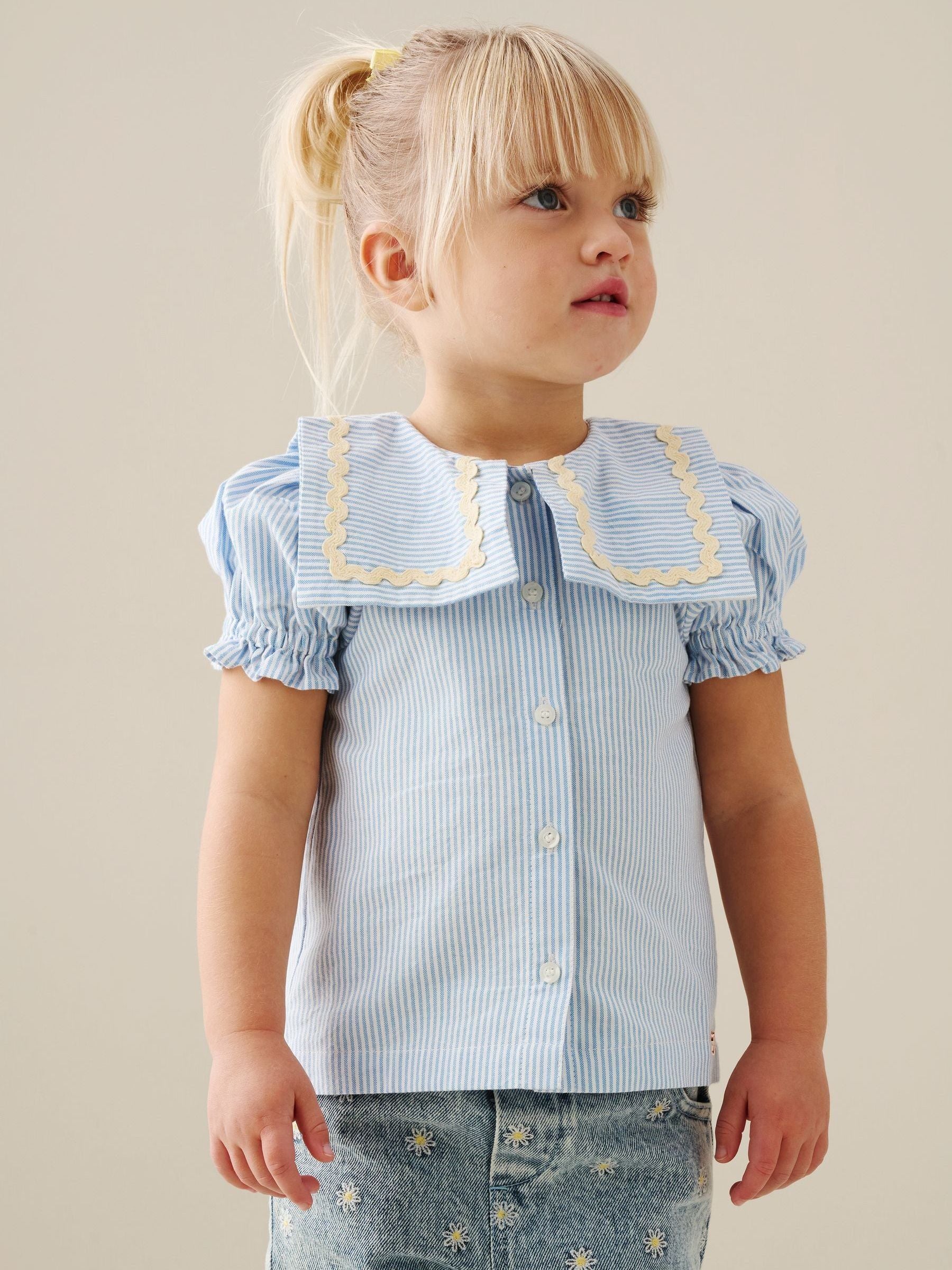 Dsiney Kidz - Angel & Rocket Blue Margo Ric Rac Collar Stripe Blouse image 4