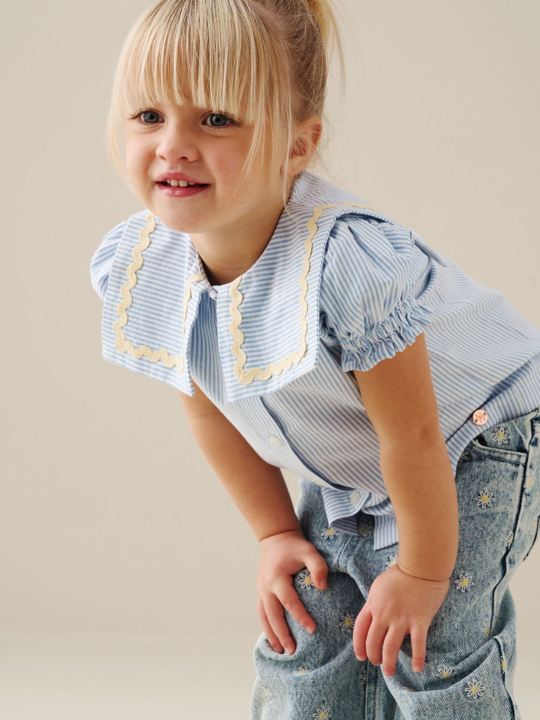 Dsiney Kidz - Angel & Rocket Blue Margo Ric Rac Collar Stripe Blouse image 5