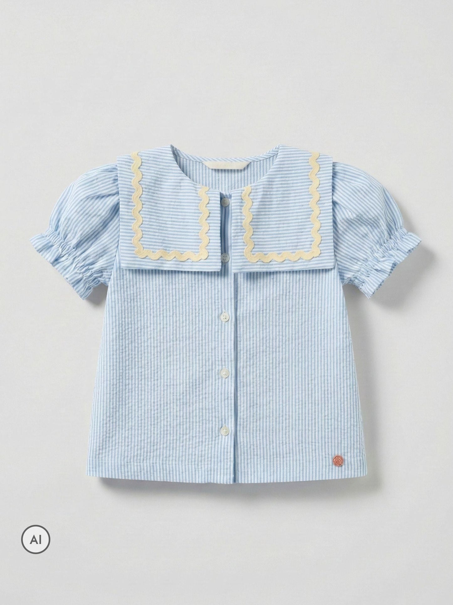 Dsiney Kidz - Angel & Rocket Blue Margo Ric Rac Collar Stripe Blouse image 6