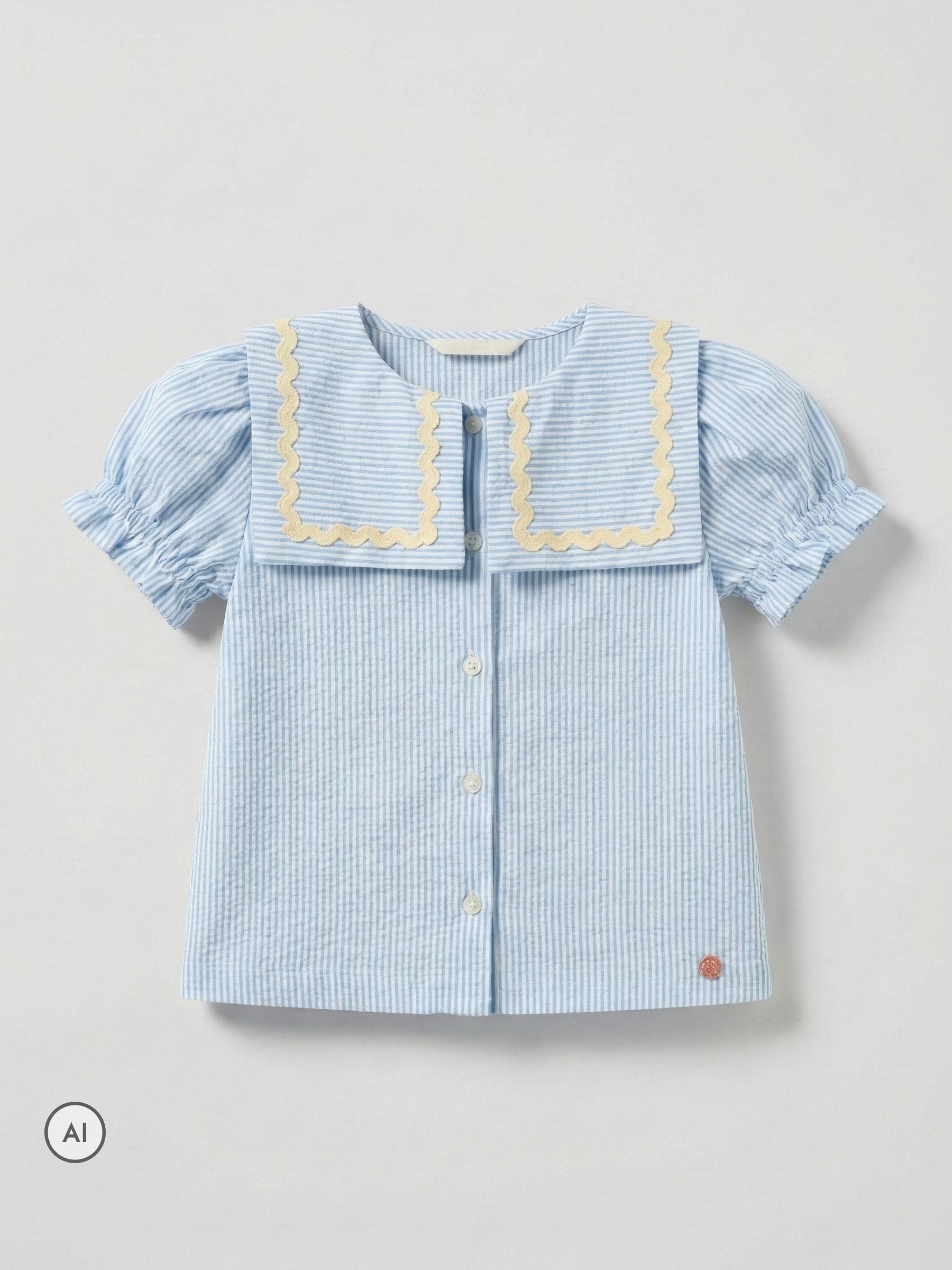 Dsiney Kidz - Angel & Rocket Blue Margo Ric Rac Collar Stripe Blouse image 6