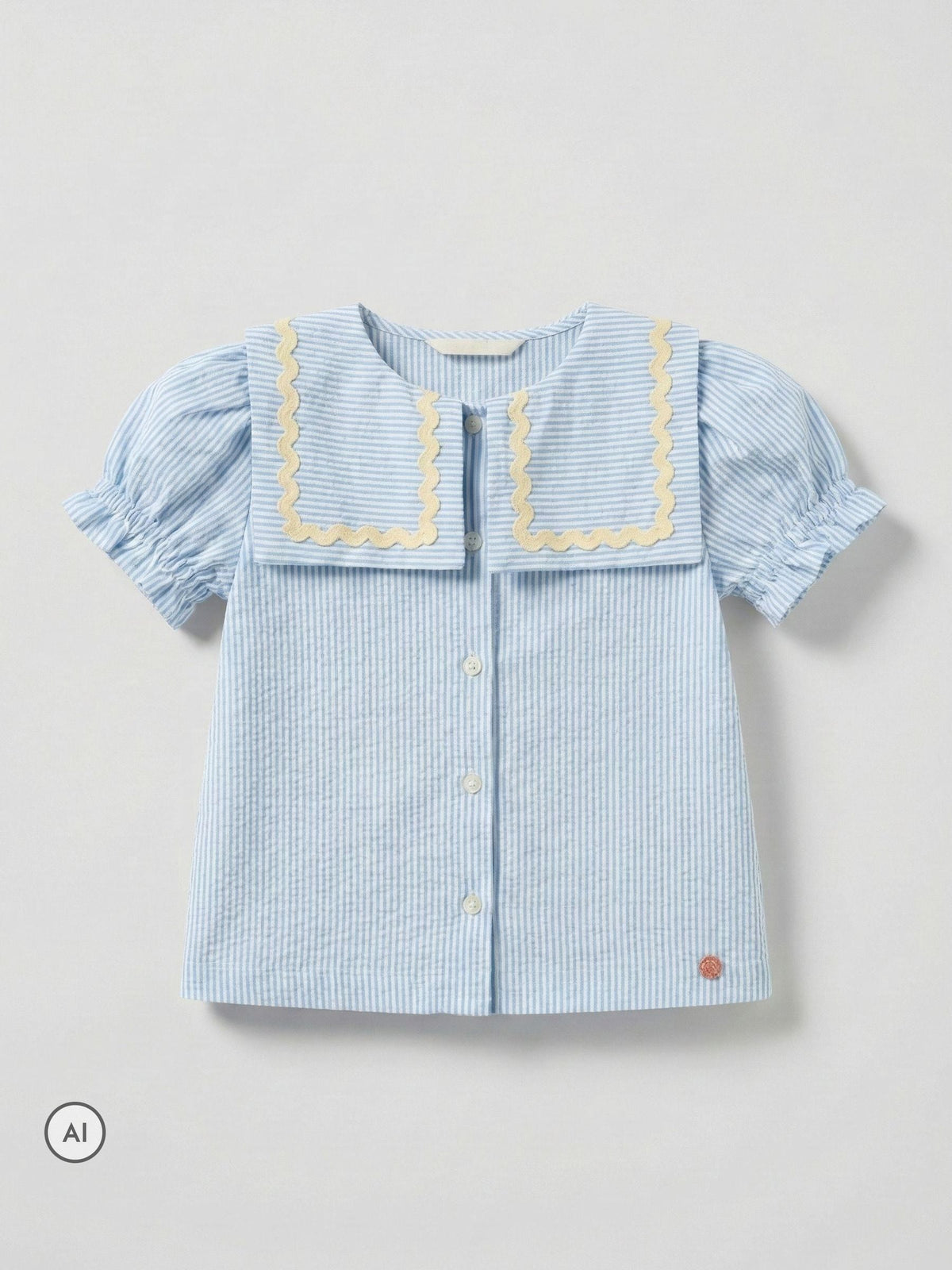 Dsiney Kidz - Angel & Rocket Blue Margo Ric Rac Collar Stripe Blouse image 6