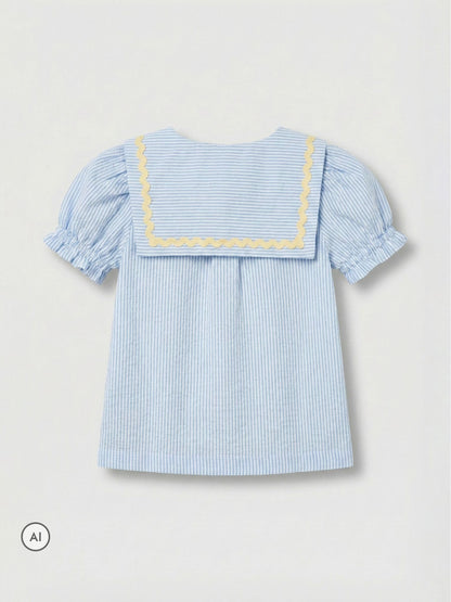 Dsiney Kidz - Angel & Rocket Blue Margo Ric Rac Collar Stripe Blouse image 7