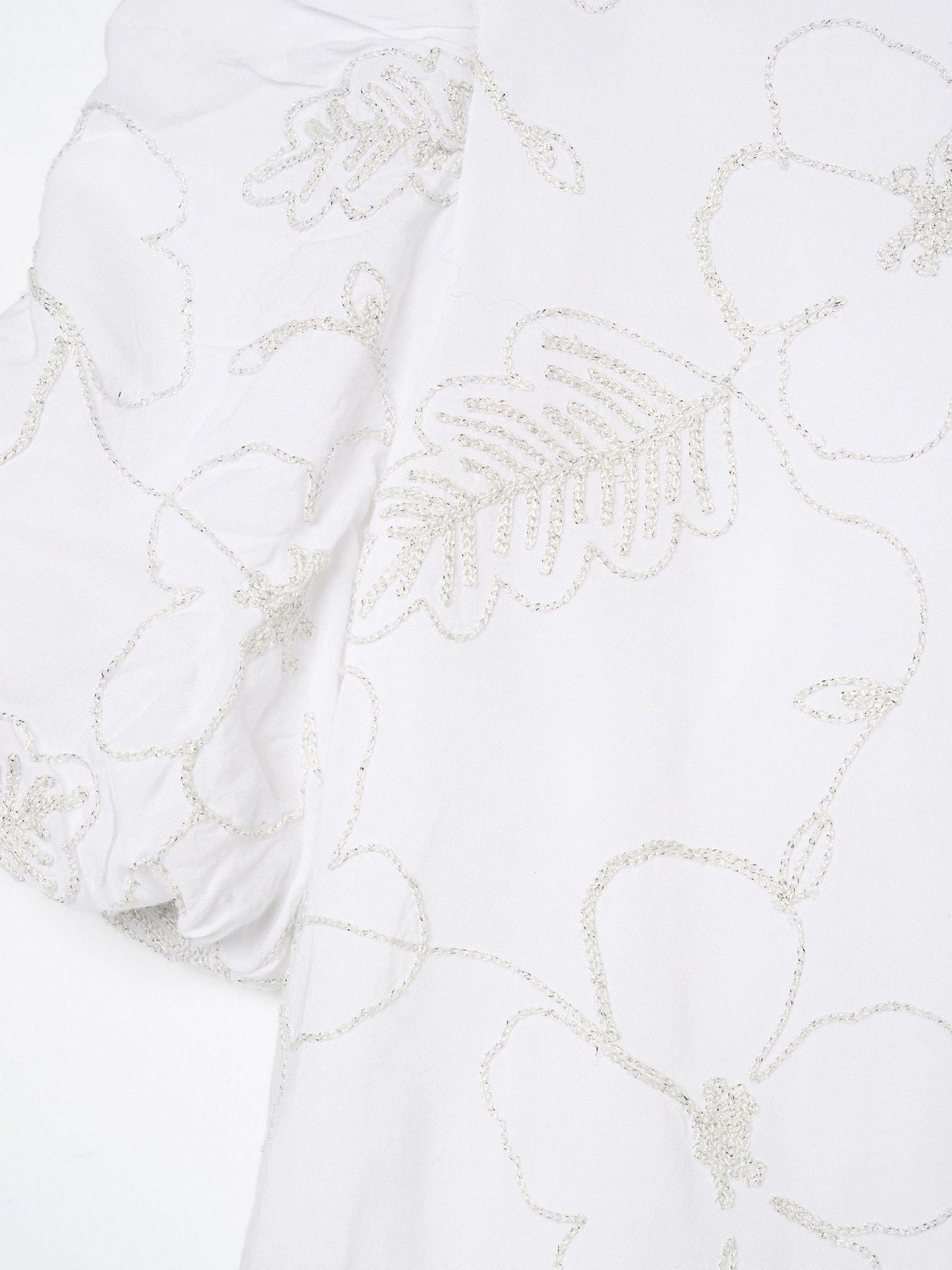 Dsiney Kidz - Angel & Rocket White Dalhia Floral Embriodered Tie Waist Puff Sleeve Top image 7