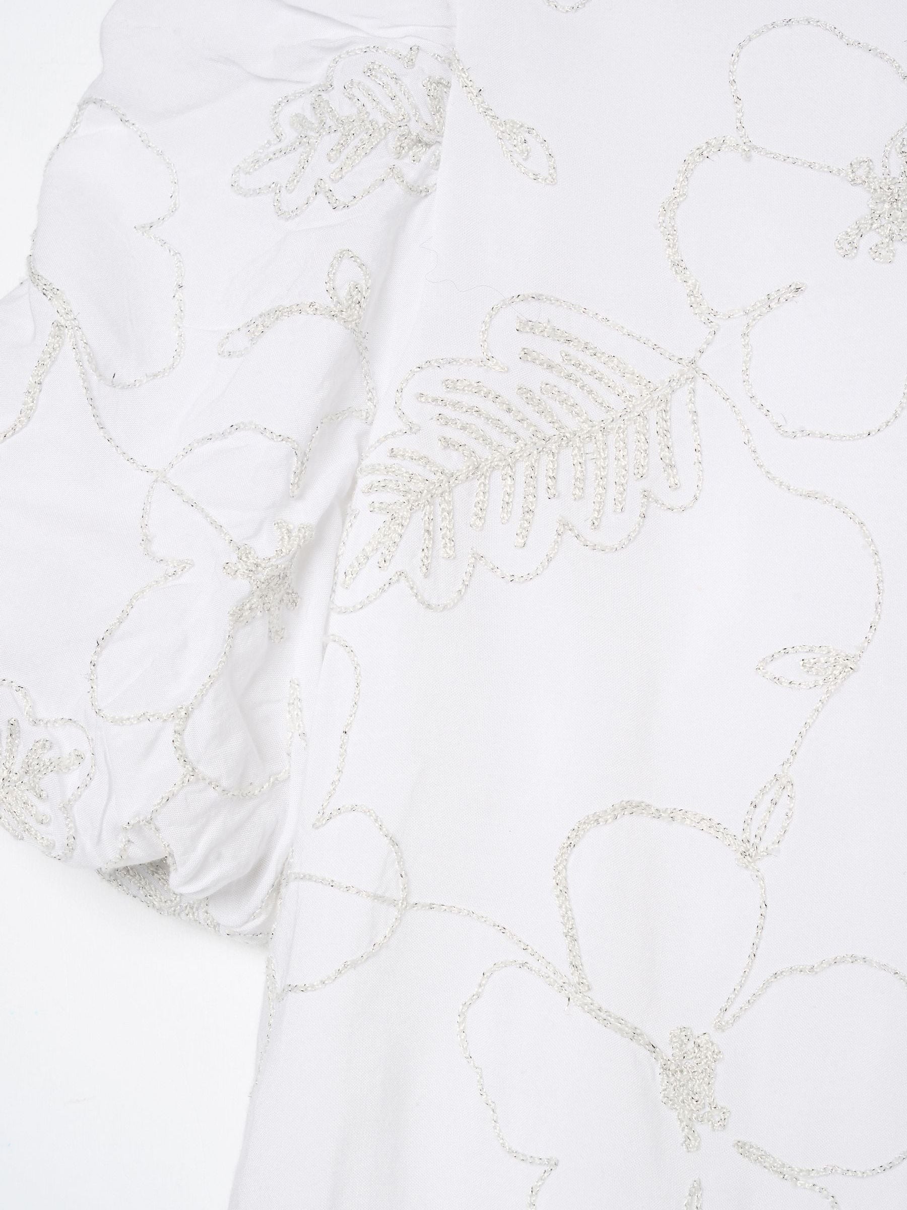 Dsiney Kidz - Angel & Rocket White Dalhia Floral Embriodered Tie Waist Puff Sleeve Top image 7