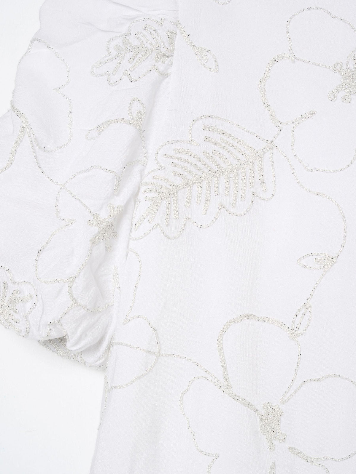 Dsiney Kidz - Angel & Rocket White Dalhia Floral Embriodered Tie Waist Puff Sleeve Top image 7