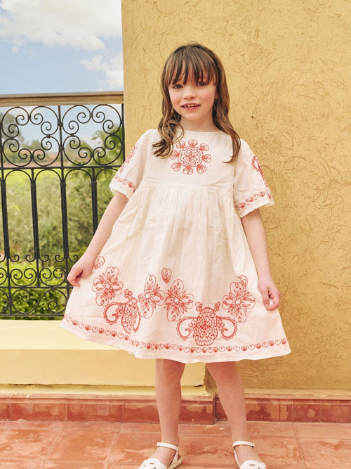 Dsiney Kidz - Angel & Rocket White Reyna Ivory Embroidered Swing Dress image 1