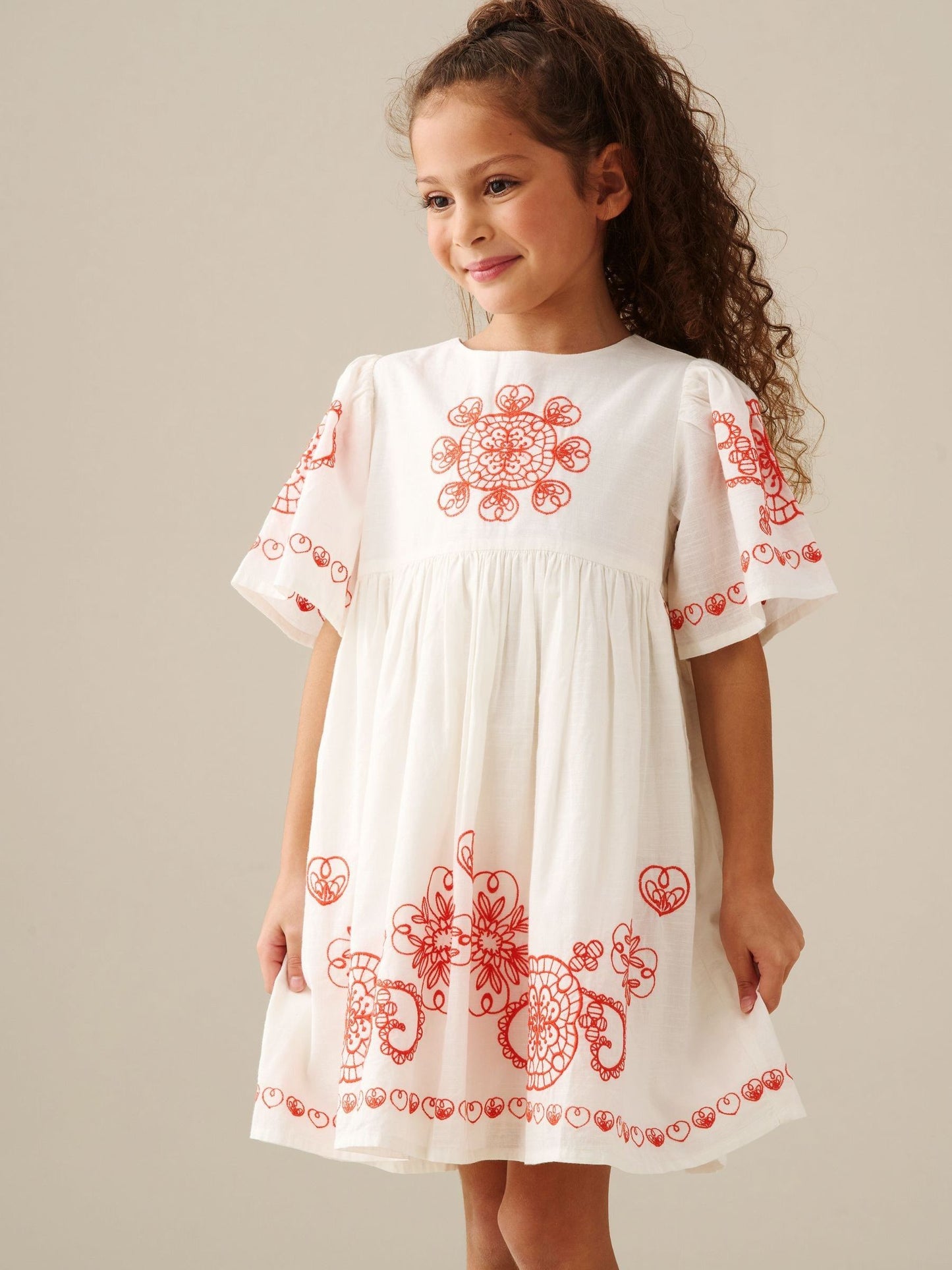 Angel & Rocket White Reyna Ivory Embroidered Swing Dress image 3
