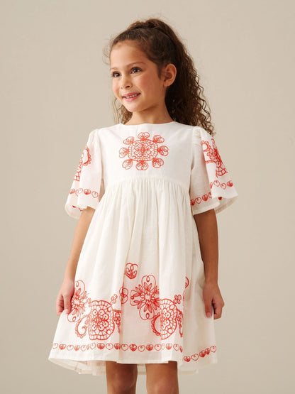 Angel & Rocket White Reyna Ivory Embroidered Swing Dress image 5