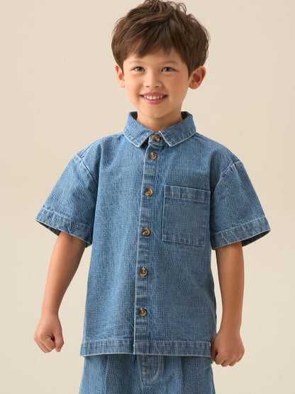Dsiney Kidz - Angel & Rocket Blue Max Jacquard Denim Shirt image 1