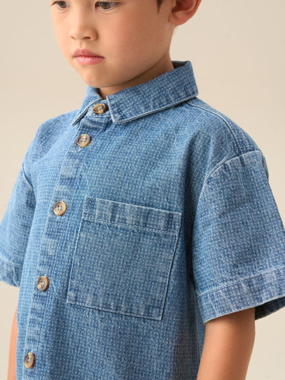 Dsiney Kidz - Angel & Rocket Blue Max Jacquard Denim Shirt image 4