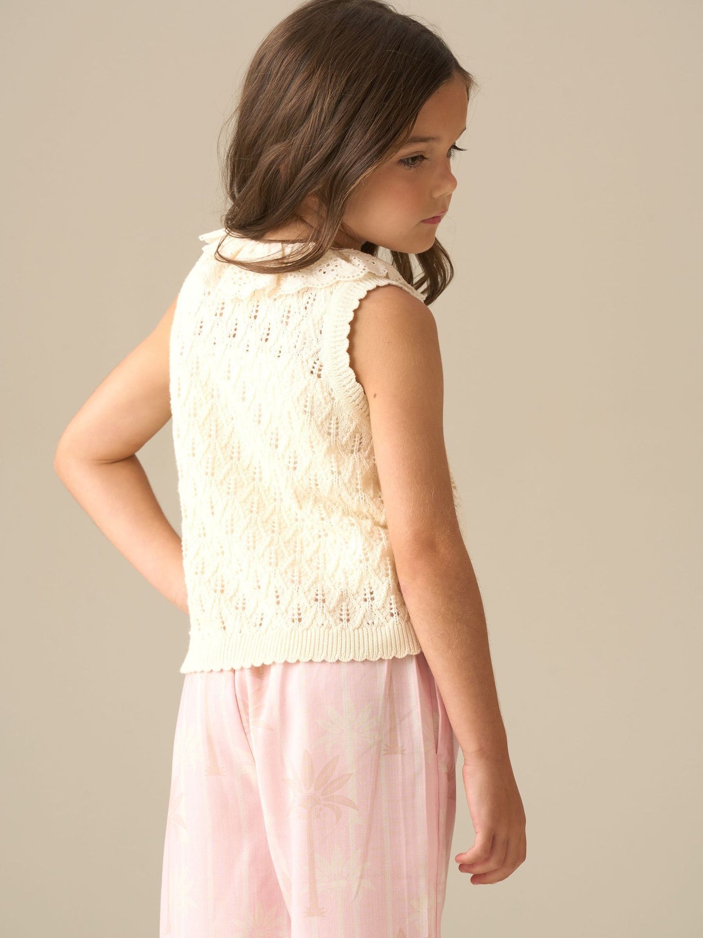 Dsiney Kidz - Angel & Rocket Cream Indie Lace Collar Crochet Knit Cardigan image 4
